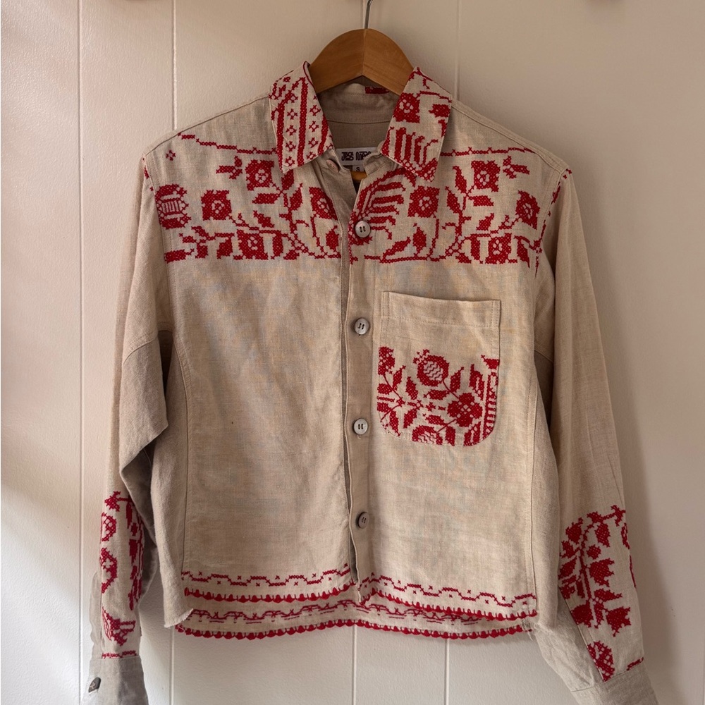 Jess Meany Red Embroidered Blouse / Jacket